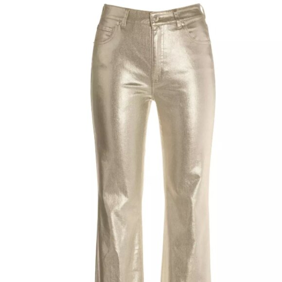 Boston Proper Monterey Metallic Coated High Waist Bootcut Jean, Gold, Size 4, - Picture 3 of 4